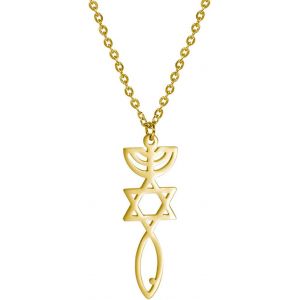 Kal-Collier Sceau Messianique Pour Femme Etoile De David Jésus Poisson Menorah Collier Sceau Messianique De Jérusalem Pendentif Amulette Religieuse Juive Bijoux Hanukkah Cadeau - Neuf