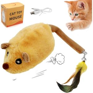 Souris Interactive pour Chat,Jouet Électrique Mobile pour Chat,Rechargeable par USB,Souris a Détection Intelligente - Neuf