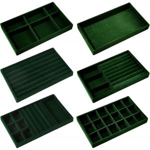 Lot De 6 Plateaux &Agrave; Bijoux, Organisateur De Bijoux, Organiseur De Boucles D'oreilles, Bo&icirc;te &Agrave; Bijoux, Tiroirs, Peut Contenir Du Maquillage, Collier, Bracelet, Bijoux, Bague (Noir) - Neuf