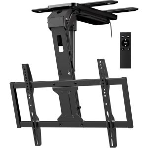 SUBZONAL-Support TV Plafond Motoris&eacute; 37&iquest;75"" &iquest; Descente &Eacute;lectrique, T&eacute;l&eacute;commande, Charge 45 kg, VESA 600&times;400mm, Noir - Neuf