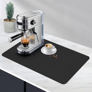 LORANKA-Tapis d'&eacute;gouttement Super Absorbant 50 x 30 cm, Tapis antid&eacute;rapant pour Vaisselle, Machine &agrave; Caf&eacute;, Cuisine, &Eacute;vier et Salle de Bain - Noir - Neuf
