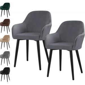 ERSHI-Lot de 1 ou 2 housses de chaise extensibles en velours universelles amovibles et lavables pour cuisine, salle à manger, banq[232] - Neuf