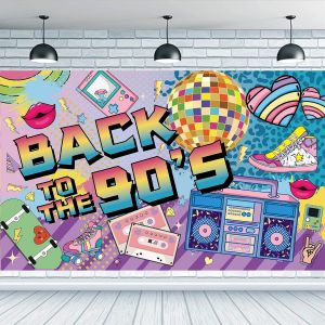 Checarzhn--No1-Retour Aux Années 90 Bannière Pour Décoration De Fête Des Années 90 Rétro,90's Hip Hop Rock Fête Décoration,Fond D'anniversaire Des 90(70,8 X 43,3 Pouces,Couleur) - Neuf