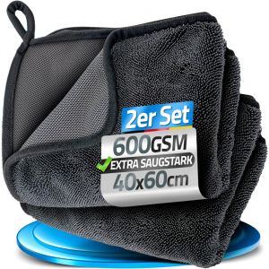 KALANKA-Simply shiny Bath Lot de 2 chiffons de douche absorbants 600 g/m&sup2; 40 x 60 cm en microfibre &agrave; s&eacute;chage rapide pour salle de bain Gris Taille XXL - Neuf