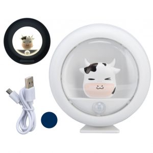 Hjlian Veilleuse A Detecteur De Mouvement Avec Chargement Usb, Jolie Lampe A Induction Intelligente En Forme De Dessin Anime, Ideale Pour La Chambre A Coucher, L'armoire Ou La Vache - Neuf