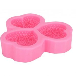 Moule En Silicone Bricolage 3 - Cavité En Forme De Coeur Rose Fleur Chocolat Fondant Savon Aromathérapie Plâtre - Neuf
