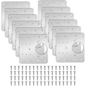 12 Pi&egrave;ces Plaques de R&eacute;paration de Charni&egrave;re Armoire avec Trous, Plaque Reparation Charniere Porte avec 72 Vis, Plaque de Charni&egrave;re de Meuble pour Bois &Eacute;tag&egrave;res Cuisine - Neuf