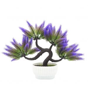 HJLIAN Fleur artificielle en pot, decoration pour la maison ou le bureau (violet) - Neuf