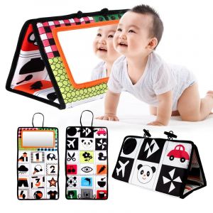 Orange Bébé Pliante Miroir Ventre Jouet Jouets Nouveau-Né 3-6-12 Mois Tissu Mat De L'Activité Sensorielle Livre Le Développement Du Cerveau Cadeau - Neuf