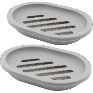 Paquet de 2 porte-savon,porte-savon,&eacute;conomiseur de savon,nettoyage facile,savon Stop Mushy (gris) - Neuf