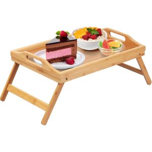 Mevronisshop-Plateau De Lit Pliable Avec Poignées Pour Canapé, Dessin, Plateau De Service En Bambou - Neuf