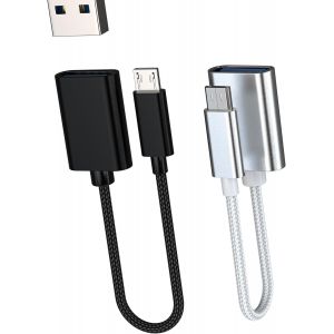 LORANKA-Lot de 2 adaptateurs USB Micro USB vers OTG 3.0 - C&acirc;ble adaptateur haute vitesse - Micro USB vers USB-A - C&acirc;ble de donn&eacute;es PC Android - Connexion de t&eacute;l&eacute;phone portable - Compatible avec Samsu - Neuf