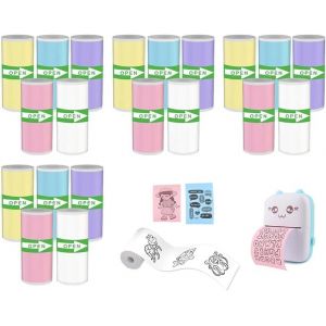 Rouleaux de Papier Thermique Autocollant,Papier Thermique Transparent,Rouleaux Papier Thermique,Appareil Photo Impression Papier,pour Appareil Photo Mini Imprimante Mobile (57x25mm) - Neuf