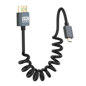 C&acirc;ble micro HDMI vers HDMI 8K, c&acirc;ble spiral&eacute; Ultra HD haute vitesse HDMI vers micro HDMI 2.1, prend en charge 8K 4K 3D et HDR dynamique jusqu'&agrave; 48 Gbit/s - Neuf