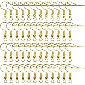 Kalanka-Toaob 50pcs Crochet De Boucle D'oreille En Acier Inoxydable Or Fil D'oreille Crochets Avec Boule Ressort Pour Fabrication De Bijoux - Neuf