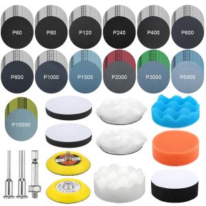 MEVRONISSHOP-Lot de 143 embouts de polissage pour visseuse sans fil, disques abrasifs de 75 mm, papier abrasif humide et sec, kit de polissage pour phares, kit de polissage pour voiture, m&eacute;tal, bois - Neuf