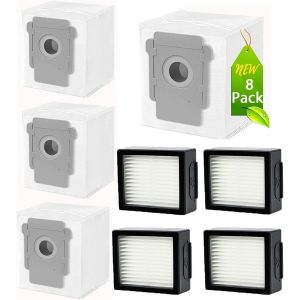 Remplacement De Sacs Réutilisable Pour Irobot Roomba, Sacs À Poussière Pour Aspirateur Irobot Roomba I7 I7+ Plus, I3 I3+ Plus, S9 S9+ Plus, E5 E6 E7, 4 Sacs À Poussière, 4 Filtres[SSE7115860] - Neuf