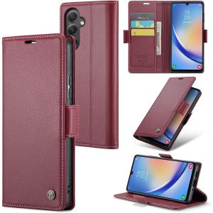 Maa-Coque Pour Samsung Galaxy A34 5g, Étui Housse En Rfid Protection Premium Pu Cuir Portefeuille Rabat Case Magnétique Stand Antichoc, Étui Case Pour Samsung Galaxy A34 5g, Rouge - Neuf