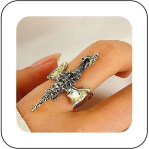 Kahfl-Bague Dragon Volant Gothique Bague Doigt Dragon Or Bague Dragon Halloween Bague Dragon Antique Bagues Ouvertes Dragon Ajustable Bague De Déclaration Bijoux Pour Femmes - Neuf
