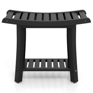Tabouret de douche 60,5 x 34 x 48 cm ergonomique antid&eacute;rapant multifonctionnel moderne en pehd noir Helloshop26 20_0017020 - Neuf