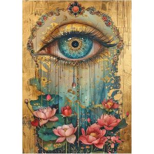 Ayuhr-Diamond Painting Yeux Images 30 X 40 Cm Diamond Painting Fleur De Lotus Feuille De Lotus Fleur De Lotus Zen Mosaïque Diamant Peinture Art Broderie Point De Croix Images Cadeau Décoration - Neuf