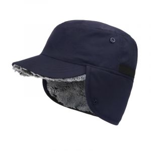 (Bleu Foncé) Bonnet D'hiver Avec Cache-Oreilles Pliables - Entièrement Doublé De Fausse Fourrure Chaude - Neuf