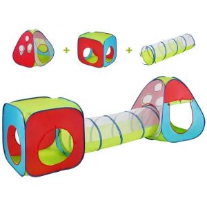 Tente De Jeu 3 En 1 Pour Enfants Avec Tunnel-Duoku-Pour Gar&ccedil;ons-Filles-B&eacute;b&eacute;s Et Tout-Petits-Avec Sac De Transport-Rouge/Jaune/Bleu - Neuf