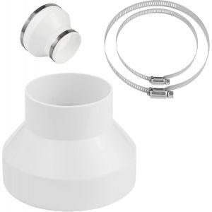 Adaptateur pour tube rond 150-100 mm avec 2 colliers de serrage en acier inoxydable, réducteur en ABS, pour conduits de ventilation - Neuf