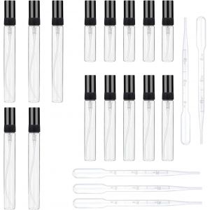 Sansh-Lot De 21 Vaporisateur De Poche Portable, Mini Atomiseur De Parfum, Mini Flacon Pulvérisateur En Verre, Pour Parfums Et Huiles Essentielles, Cosmétiques (3ml, 5ml, 10ml) Noir Avec 6 Pipettes - Neuf