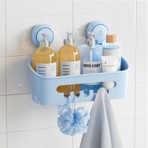 Lot de 2 Paniers de Douche D'angle à Ventouse, Etagère de Douche de Salle de Bain, Panier de Rangement Mural pour Shampoing Support en Plastique pour Cuisine et Salle de Bai - Neuf