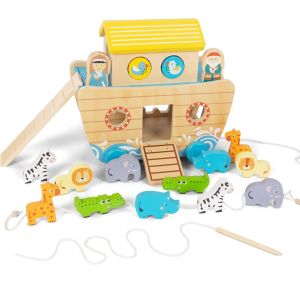 Wooden Toy for Toddlers Noah's Ark Shape Sorter Montessori Toys Christening Gifts for 1 2 3 Year Old Boys Girls - Neuf