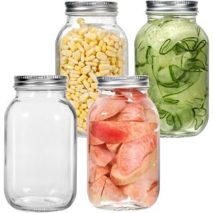 Subzonal-Bocaux En Verre 1000ml, Lot De 4 Bocaux À Confiture Hermétiques, Bocaux Conserve, Mason Jar Pour Confiture, Conserve, Fermentation Des Aliments - Neuf