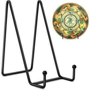 SJZG-Supports De Plaque De 6 Pouces Pour Affichage -Support De Plaque 2Pcs Support De Plaque De Chevalet En Fer Noir Présentoir D'Image Supports De Cadre En Métal Pour Photo,Plat Et Art De Table - Neuf