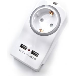 TIANYI-Multiprise avec USB,avec 1 Prise Schuko 16A et 2 Ports USB,multiprise Murale pour Ordinateur Portable/Smartphone, multiprise pour la Maison et Le Bureau, indicateur LED, capteur Jour et Nuit, - Neuf