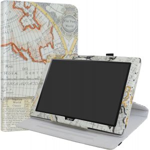 ELVORIX-Acer Iconia One 10 B3-A40 Rotary Coque,360&deg;Rotation Rotatif &eacute;tui avec Rabat Stand Support Housse Coque Couverture pour 10.1"" Acer Iconia One 10 B3-A40 Android Tablet,Map White - Neuf