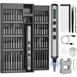 KAL-Jeu De Tournevis Électriques 72 En 1, Tournevis De Précision Magnétique Avec 64 Embouts Magnétiques, Tournevis Electrique Rechargeable 5 Vitesses Pour Smartphones, Pc, Lunettes, Montres - Neuf