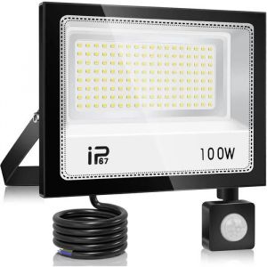 Yzyfacai 100w Projecteur Led Detecteur De Mouvement,10000lm Spot Led Exterieur,7000k Blanc Froid,Ip67 Etanche Super Lumineux Eclaira - Neuf
