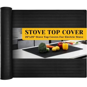 Couvercle De Plaque De Cuisson - Protection Anti-Éclaboussures Pour Plaque Vitrocéramique - Tapis Étanche À La Poussière - Pour Plaques De Cuisson À Induction (Noir Élégant, 71 X 51 Cm) - Neuf