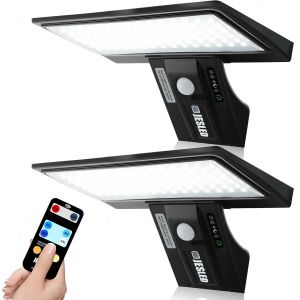 Lampe Solaire Exterieur, 90 Led Lumiere Solaire Exterieur Avec Détecteur De Mouvement, 2600mah 4 Modes Projecteur Solaire, 3000k-6000k Lampe Solaire Avec Télécommande Pour Jardin, 2 Paquet - Neuf