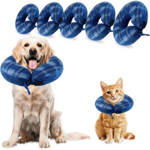 Collier Collerette Gonflable Pour Chien, Collerette Chien Gonflable Avec Velcro R&eacute;glable, Collerette Chat, Adapt&eacute; &Agrave; La Chirurgie Ou &Agrave; La Gu&eacute;rison Des Plaies, Anti-L&eacute;chage (Bleu, M) - Neuf