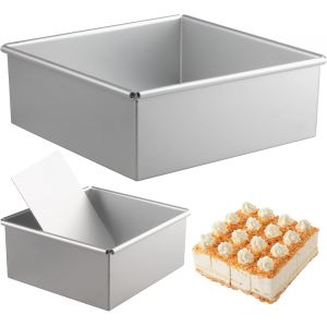 Jexnovashop-2 Pi&egrave;ces Moule Carr&eacute; &Agrave; G&acirc;teau En Aluminium Anodis&eacute;, 6+8 Pouces Cadre Patisserie Rectangulaire Avec Fond Amovible, Rectangle A Patisserie Antiadh&eacute;sif Pour G&acirc;teaux, Brownies, Lasagnes - Neuf