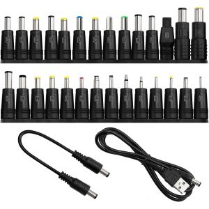 28 Types Adaptateur D'Alimentation Dc, 5.5X2.1 Mm Femelle &Agrave; M&acirc;le Adaptateur, Barrel Jack Connecteur, Avec 2 Pi&egrave;ces C&acirc;ble, Pour Ventilateurs, Routeurs, Lampes De Bureau, Ordinateurs[Z661] - Neuf