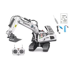 Pelleteuse T&eacute;l&eacute;command&eacute;e 2,4 Ghz Avec Pelle En Alliage Et Lumi&egrave;res, &Eacute;chelle 1:20, 11 Canaux, Rechargeable Par Usb - Neuf