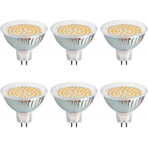 Tianyi-Ampoule Gu5.3 Led 12v 5w Blanc Chaud 3000k, &Oslash;50mm, &Eacute;quivalent Gu5.3 35w 50w, 500lm, Ac/Dc 12v Mr16 Gu5.3 Spot Led Encastrable Pour Jardin Ext&eacute;rieur/Entr&eacute;e/Terrasse, Non-Dimmable, Lot De 6 - Neuf