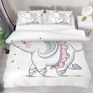 Parure De Lit Avec Housse De Couette Et Taie D'oreiller, Motif Éléphant, Motif Dessin Anime, Decoration Pour Chambre De Garcon Ou De Fille - Neuf