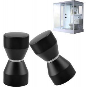 2pcs Douche de Poignée de Porte, en Alliage d'Aluminium de poignée de Porte, Poignée de Porte pour la salle de Bains de Cuisine, de Bureau à Domicile Hôtel 3cm x 3cm, Noir Mat - Neuf