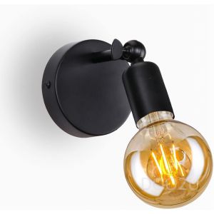 Applique Murale Industrielle Vintages Lamp Murale E27 Métal Luminaire Plafonnier Intérieur Éclairage Réglable À 240° Pour Chambre Cuisine Salo (1pcs, Noir) - Neuf