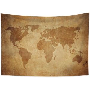 Tianyi-100x70cm Tapisserie Carte Vintage, Motif Texture Parchemin Carte Du Monde Ancienne Murale Déco Couverture Chambre Bureau Dortoir - Neuf