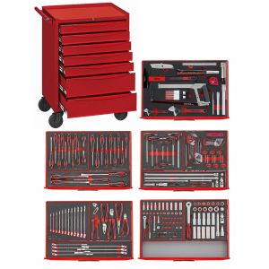 Servante d'atelier compl&egrave;te rouge 7 tiroirs set en mousse 240 outils Teng Tools TCEMM240EV - Neuf