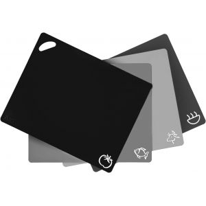 KALANKA-4 pcs Planches à Découper Plastiques Code Couleur - Grande Planche à Découper Plastique sans BPA - Set Planche à Découper Extensible - Neuf